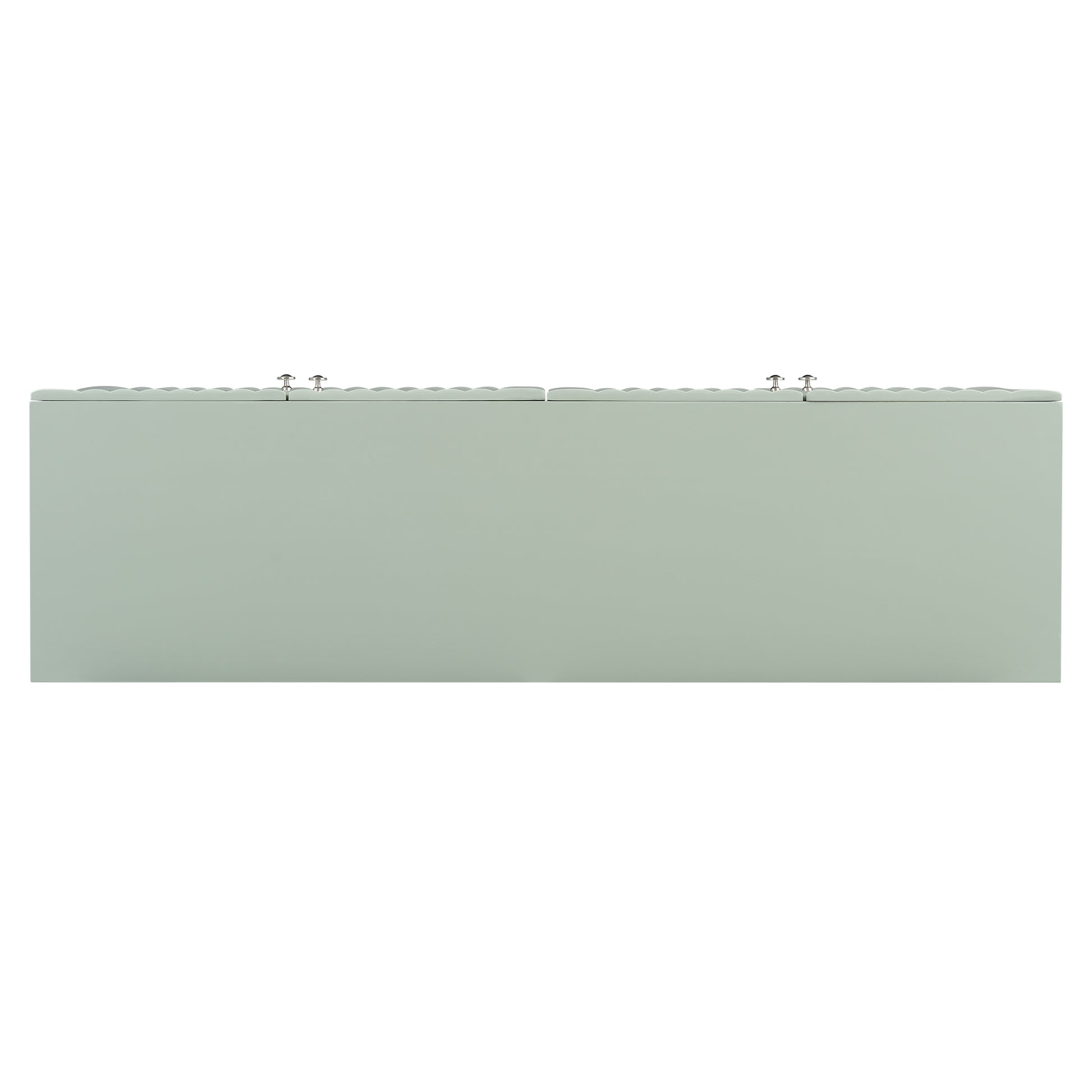 Elegant Four Door Sideboard With Wavy Pattern Doors, Cylindrical Legs, And Sleek Metal Handles, Adjustable, Suitable For Study, Entryway And Living Room Light Green Primary Living Space American