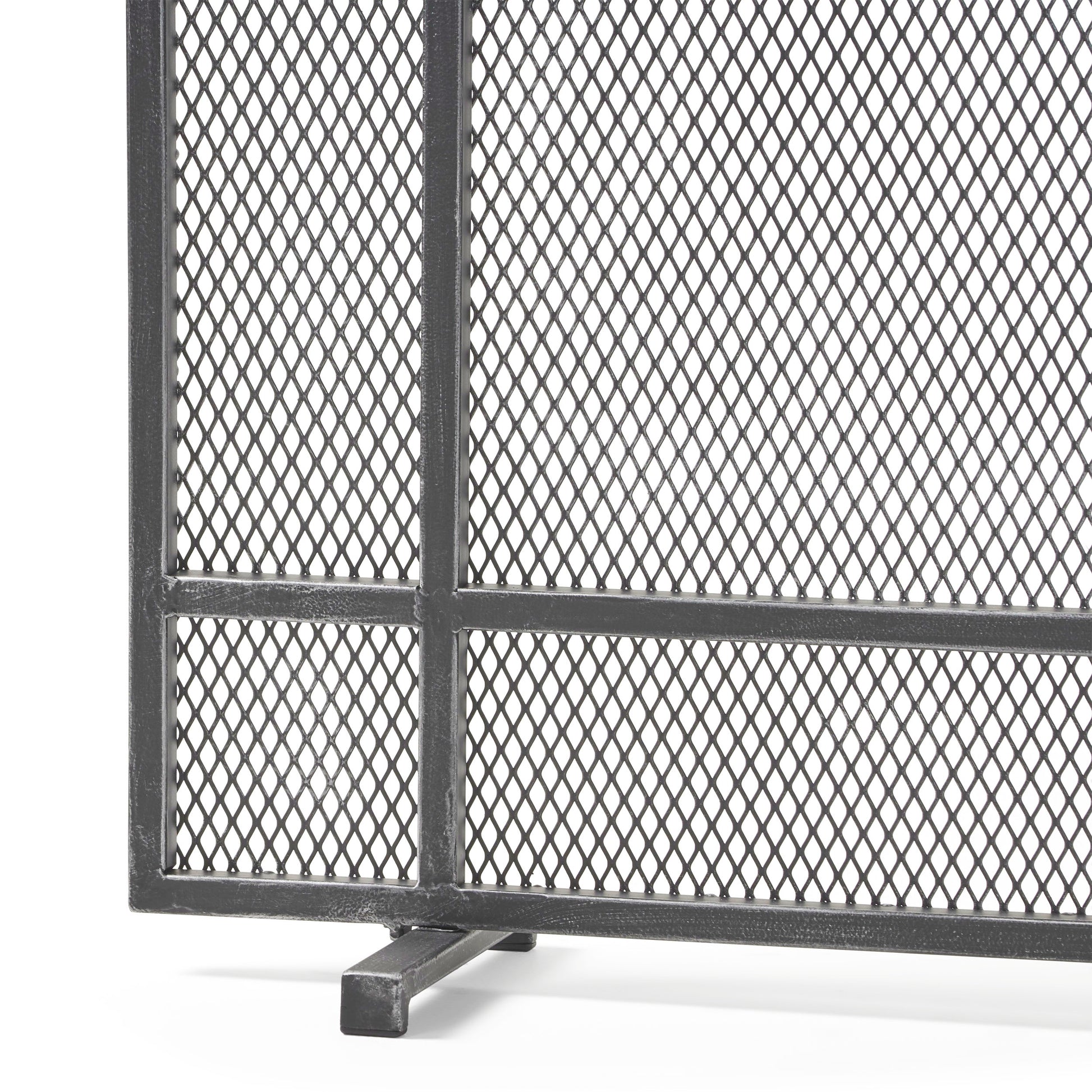 Fire Screen Black Silver Iron