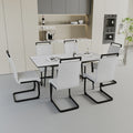 An Expandable Dining Table Set For 2 6 People, Equipped With A C Shaped Tubular Cushioned Armless Dining Chair And An Elegant And Spacious Dining Table Kitchen Table And Chair Set, With Metal Legs White Mdf