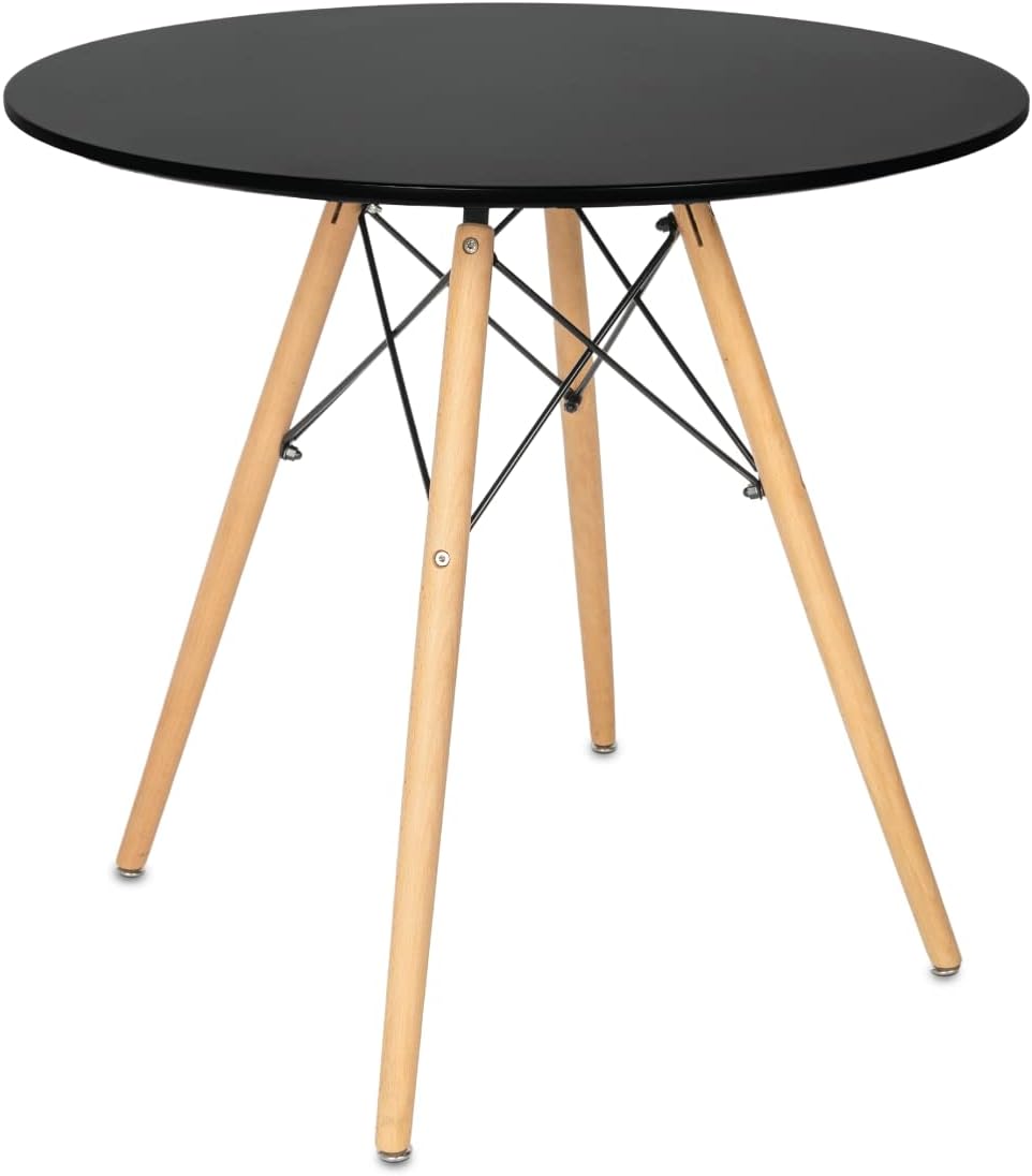 31.5" Round Dining Table Kitchen Table White Dining Table With White Mdf Desktop And Solid Wood Legs .Modern Style Coffee Table Leisure Dining Room Round Table For Kitchen Living Room Black Kitchen Round Mdf