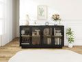 Storage Cabinet With Acrylic Door For Living Room, Dining Room, Study Black Particle Board