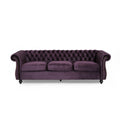 Luxurious 3 Seater Purple Velvet Sofa, Featuring A Classic Design With Modern Elegance, Perfect For Adding Sophistication And Style To Any Living Room, Plush Comfort And Durable Craftsman Black Berry Wood Primary Living Space Medium Soft Tight Back