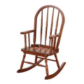 Tobacco Youth Rocking Chair With Turned Base Solid Brown Primary Living Space Rocking Chairs Rubberwood Slat Back Wood