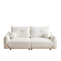 Lamb'S Wool 2 Seater Cushion Sofa 90'' Comfortable Sofa For Living Room Bedroom And Other Casual Spaces Lamb'S Wool Sofa With 2 Cushions And 2 Ball Pillows. Beige Beige Foam Fabric 2 Seat