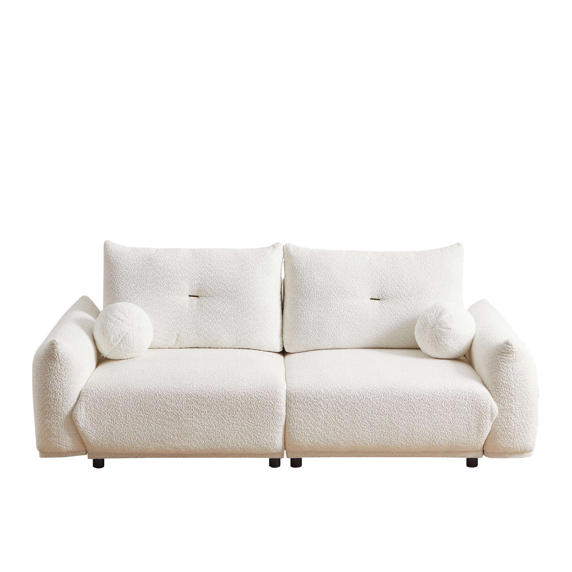 Lamb'S Wool 2 Seater Cushion Sofa 90'' Comfortable Sofa For Living Room Bedroom And Other Casual Spaces Lamb'S Wool Sofa With 2 Cushions And 2 Ball Pillows. Beige Beige Foam Fabric 2 Seat