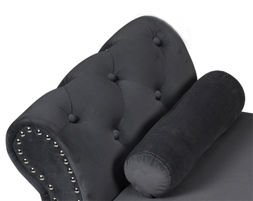 63 Inch Storage Bench, Modern Velvet Ottoman, Large Capacity Storage Bench With Armrest, Suitable For Living Room, Bedroom H Gray Armrest Gray Brown Velvet Primary Living Space Black Modern,Sporty Eucalyptus Wood Internal Storage Upholstered Metal & Wood