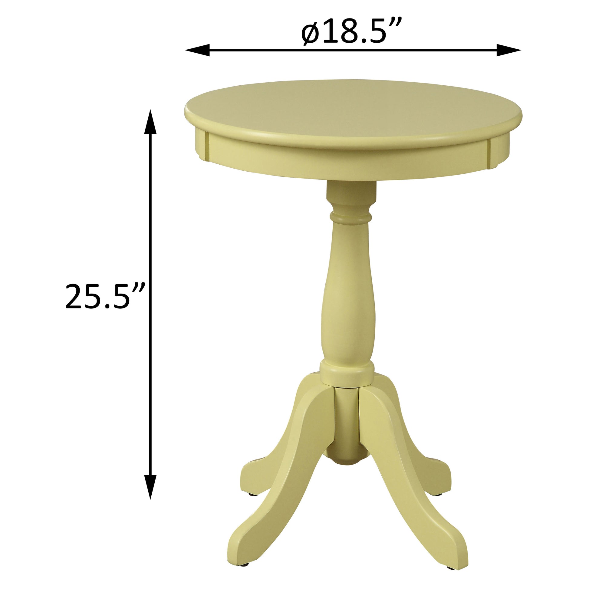 Light Yellow Side Table With Turned Pedestal Light Yellow Primary Living Space Traditional Round Wood Pedestal