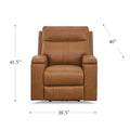 Venice Power Headrest Zero Gravity Recliner Brown Genuine Leather Wood Primary Living Space Tight Back Mid Century Modern Eucalyptus Memory Foam Leather