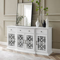 Classic Fretwork Detailed Glass Door Sideboard White White Mdf