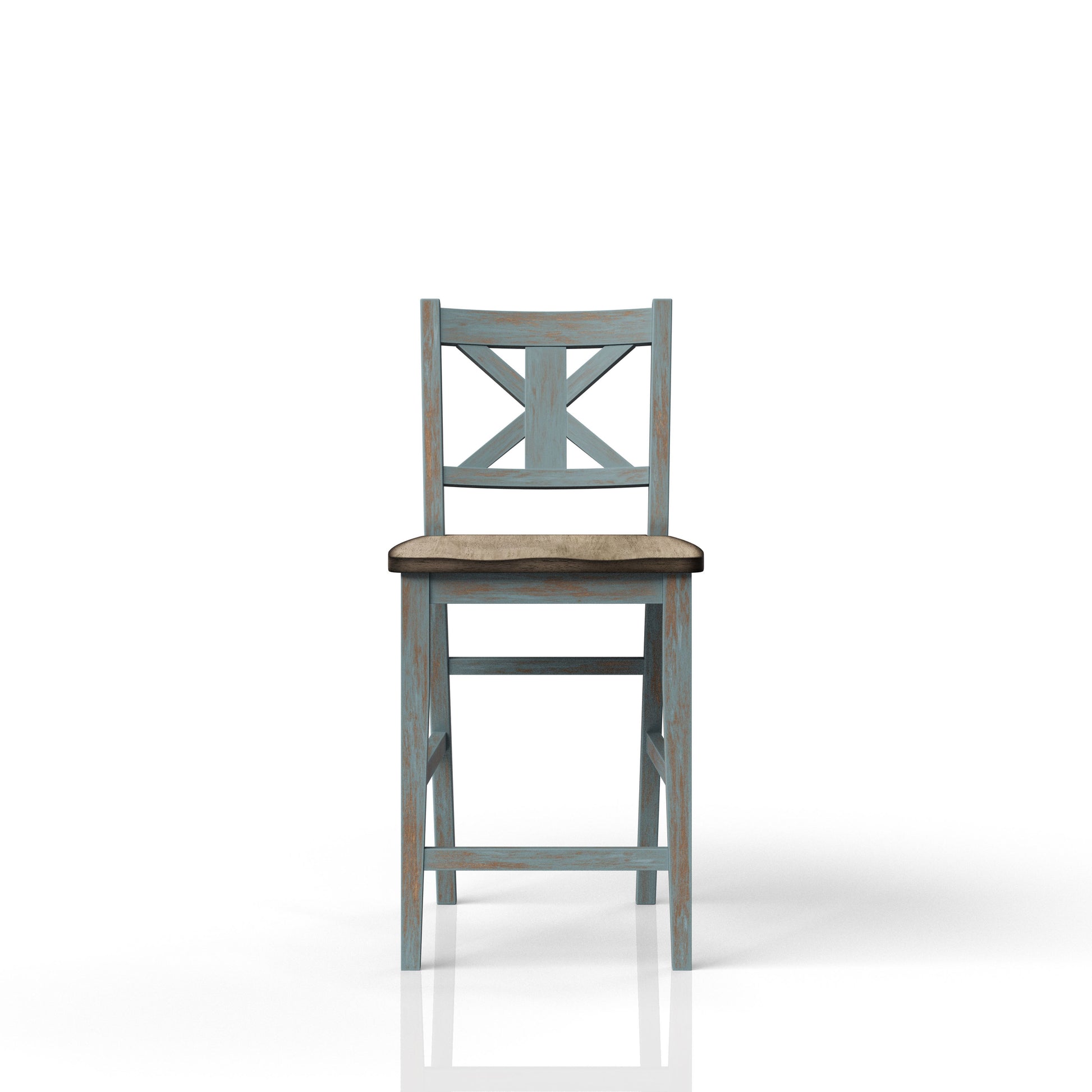 Counter Stool Aqua Blue Solid Wood Mdf