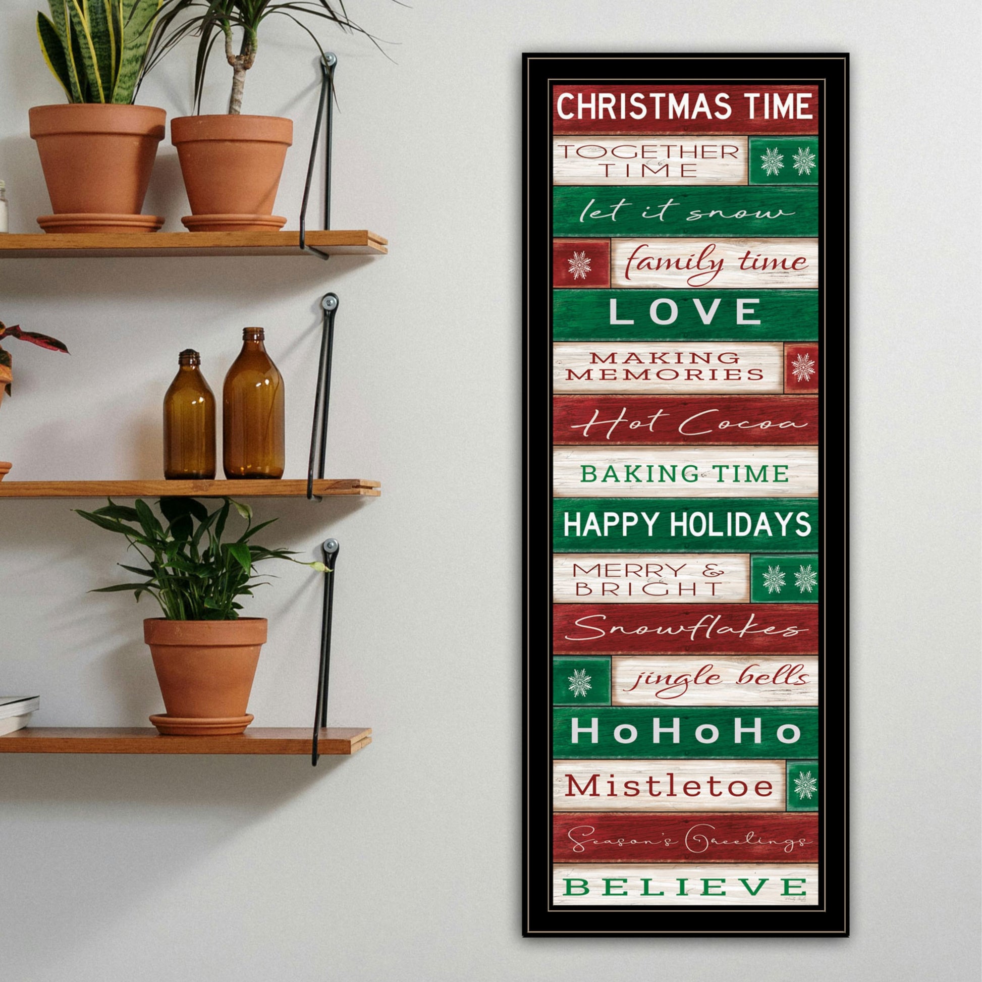 Christmas Time Black Framed Wall Art For Living Room, Bedroom Wall Art Print For Home Decor By Cindy Jacobs Multicolor Wood Paper