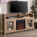 Classic Glass Door Fireplace Tall Tv Stand For Tvs Up To 65