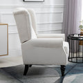 Homcom Button Tufted Accent Chair With High Wingback, Rounded Cushioned Armrests And Thick Padded Seat, Cream White Cream White Fabric