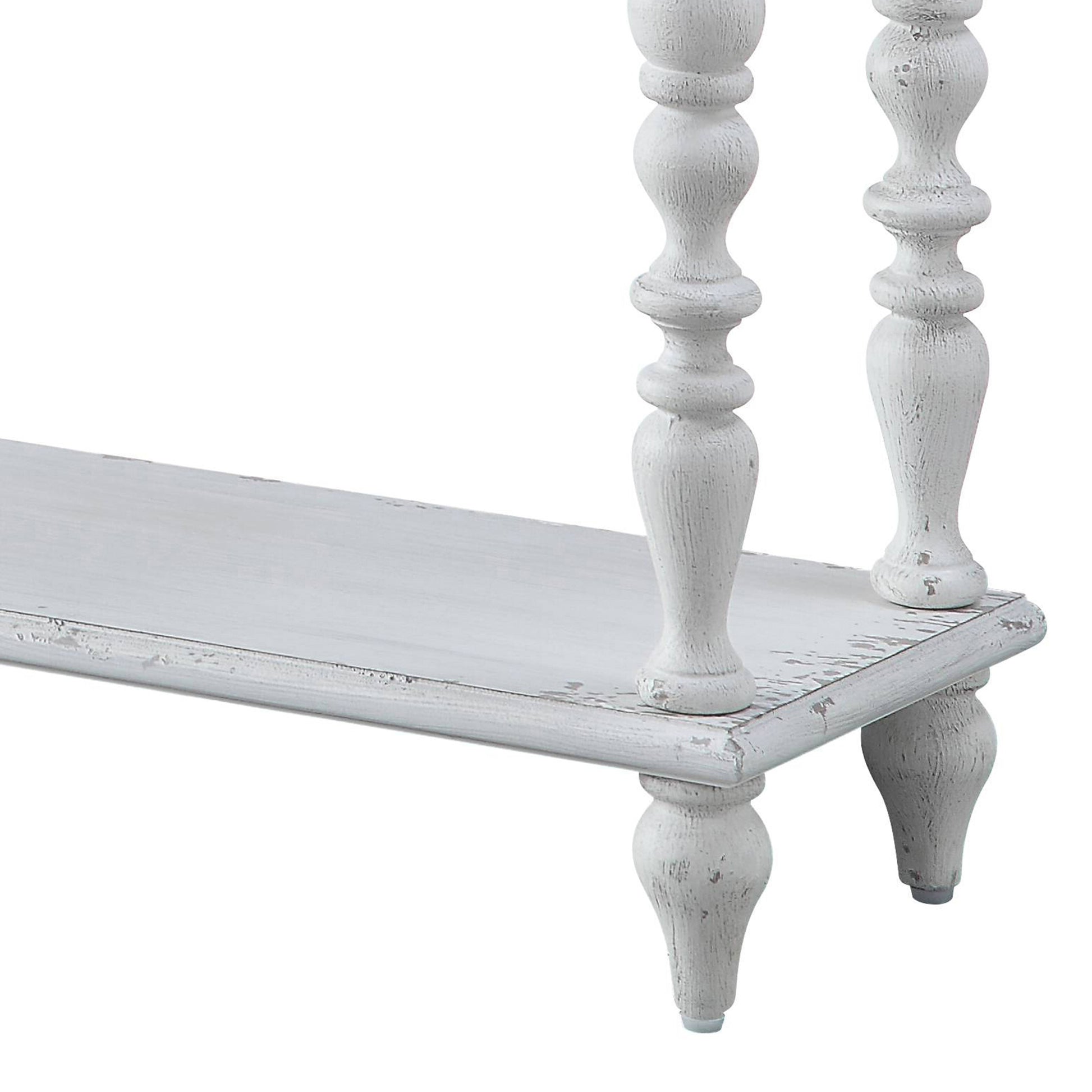 Dark Charcoal And Antique White Console Table White Primary Living Space Rubberwood Drawers Rectangular Wood