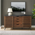 Contemporary Sliding Slat Door Sideboard Ebony