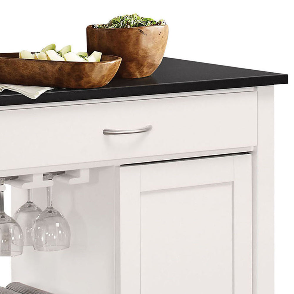 Black And White Kitchen Cart With 1 Cabinet -