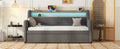Twin Size Daybed With Trundle Bed, Upholstered Daybed With Charging Station And Led Lights, Gray Twin Gray Linen