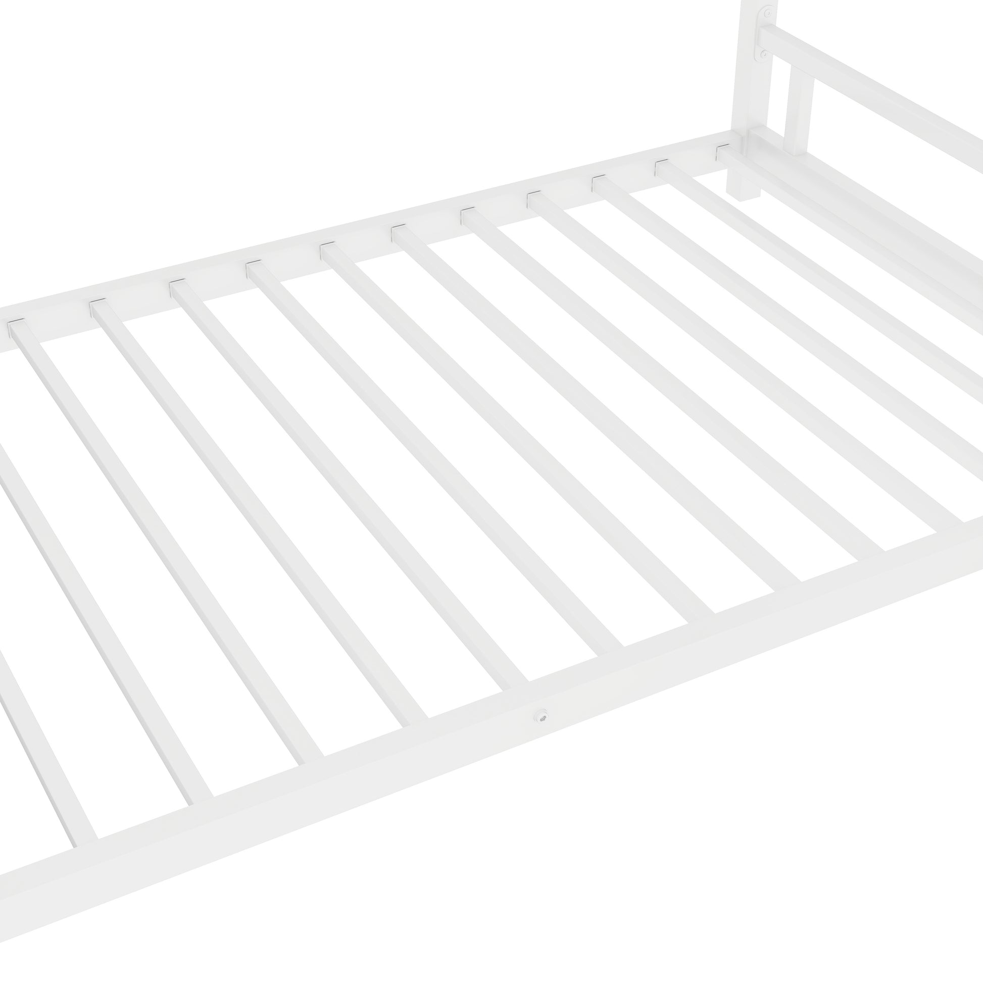 Metal Twin Over Twin Bunk Bed Heavy Duty Sturdy Metal Noise Reduced Safety Guardrail No Box Spring Needed,White Twin White Metal Metal
