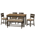 Velvety Brown 6 Piece Gathering Dining Set Brown Engineered Wood