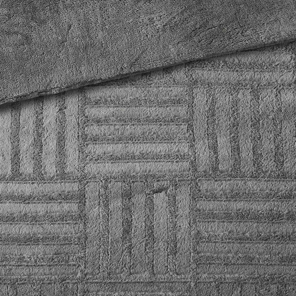 Fur Down Alternative Comforter Mini Set Queen Grey Faux Fur