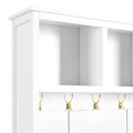 Versatile 4 In 1 Hall Tree With 6 Golden Hooks, Brown Wood Grain Bench With Multiple Storage Space, Entryway Coat Rack With 2 Drawers For Living Room, Hallway, White, 47.2''W*76.6''H White Primary
