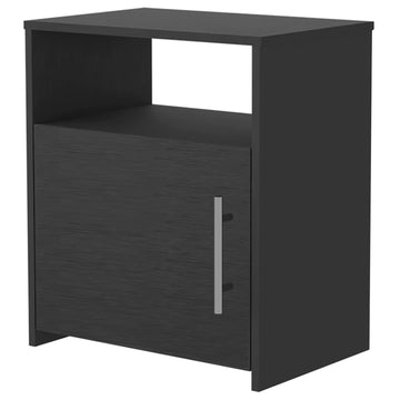 Bristol Nightstand, One Cabinet, Top Surface Black 1 Drawer Bedroom Contemporary Pine Storage Pine Melamine Engineered Wood