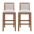 30.5 Inch Height Bar Stools Set Of 2, Rubber Wood Frame,Fabric Sponge Cushion And Upholstered Barstools, Retro Bar Chairs Suitable For Kitchen Island,Bedroom,Dining Room. Rubberwood Beige,Wood