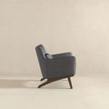 Brayden Mid Century Modern Sea Side Grey Linen Armchair Gray Linen,Solid Wood