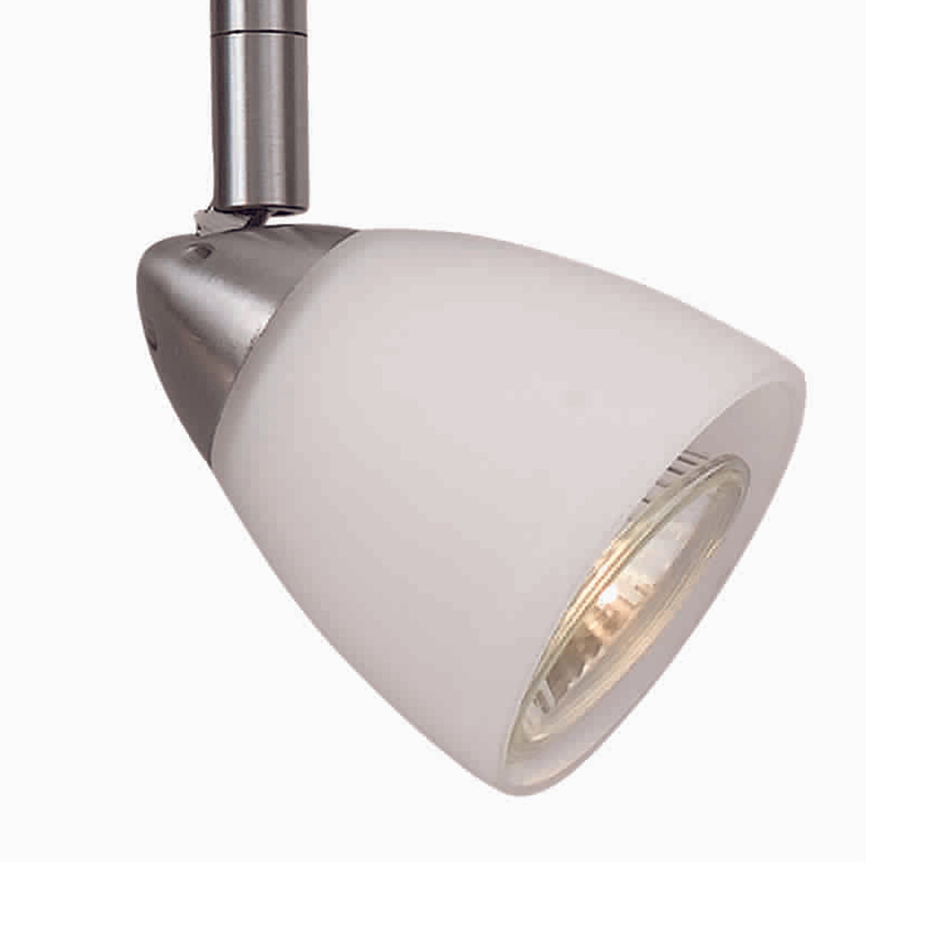 Metal Track Light With Interchangeable Round Glass Shade, Silver And White White Silver Glass Metal