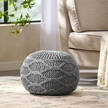 Malibu Pouf Grey Wool