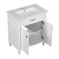 30 Inch Bathroom Vanity With Ceramic Basin, Soft Close Door And Adjustable Shelves White Bathroom Solid Wood Mdf