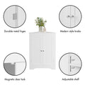 Floor Corner Cabinet With 2 Doors And Adjustable Shelves, Freestanding Narrow Cabinet Organizer, Corner Storage Cabinets For Bathroom, Kitchen, Living Room, Or Bedroom, White White 1 Mdf