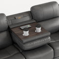 Fabric Power Reclining Sofa With Drop Down Table,Usb Button And Wireless Charger Gray Gray Primary Living Space American Design Foam Faux Leather 3 Seat