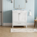 30 Inch Freestanding Bathroom Vanity With Sink, Carrara Engineered Marble Vanity Top With Undermounted Rectangular Ceramic Sink, Large Storage Soft Close Door, White 24V03 30Wh White Wood Solid Wood