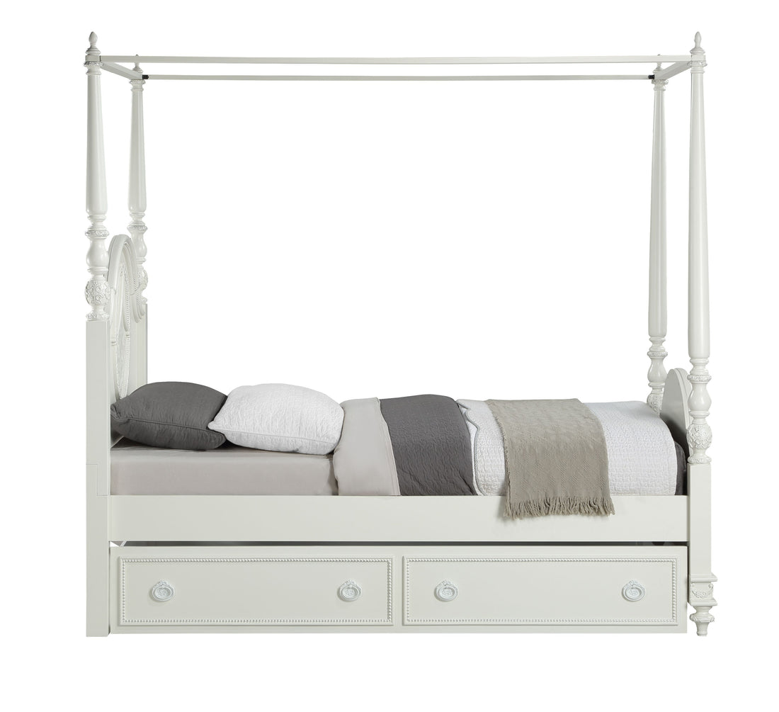 Dorothy Twin Bed Wooden Poster , Ivory Finish Bd02261T Twin Ivory Wood