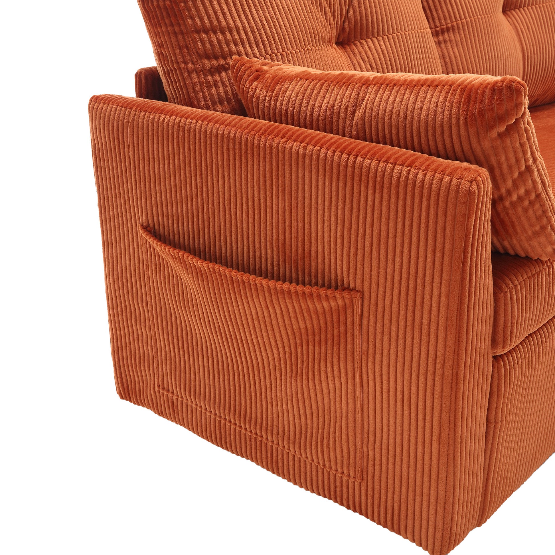 United We Win Furniture, Modular L Shaped Sofa, Modular Long Sofa With Reversible Chaise Lounge, Sofa Bed, Sleeper Sofa, Modular Sofa Combination With Storage Seats. Orange Velvet 3 Seat