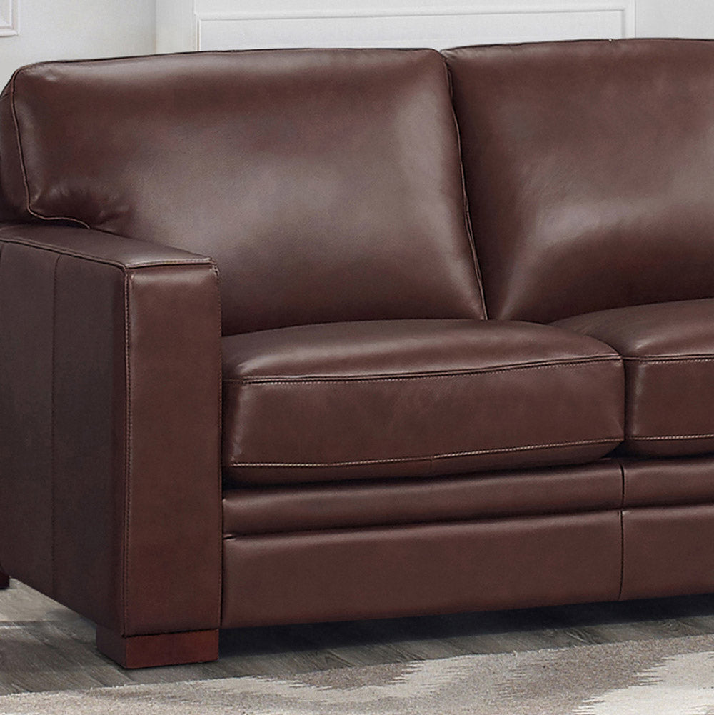 Dillon Leather Sofa Raisin Down Filling Genuine Leather 3 Seat