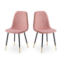 Pink Velvet Tufted Accent Chairs With Golden Color Metal Legs, Modern Dining Chairs For Living Room,Set Of 4 Pink Dining Room Dry Clean Modern Dining Chairs Solid Back Set Of 4 Or More Foam Velvet