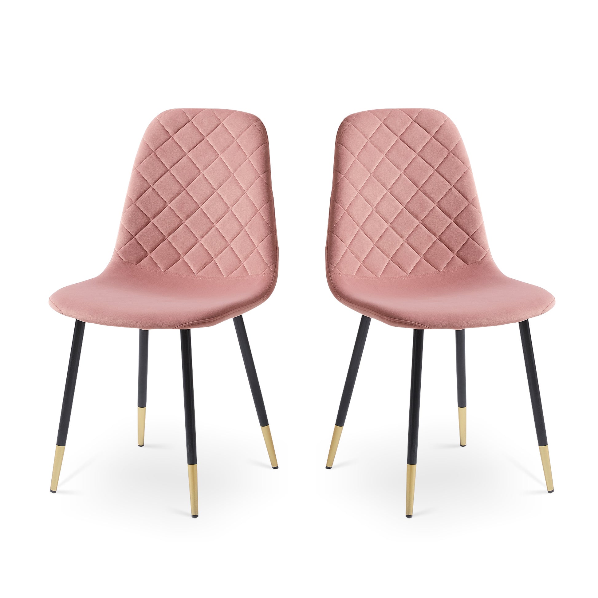 Pink Velvet Tufted Accent Chairs With Golden Color Metal Legs, Modern Dining Chairs For Living Room,Set Of 4 Pink Dining Room Dry Clean Modern Dining Chairs Solid Back Set Of 4 Or More Foam Velvet