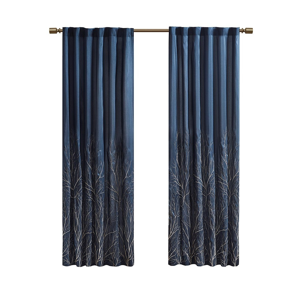 Curtain Panel Only 1 Pc Panel White Blue Polyester