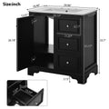 30 Inch Bathroom Vanity Cabinet With Ceramic Basin, 3 Drawers And Adjustable Shelves Black Bathroom Solid Wood Mdf