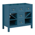 36'' Bathroom Vanity Without Sink, Solid Wood Frame Bathroom Storage Cabinet, Freestanding Vanity With 5 Drawers& Soft Closing Doors Not Include Basin Sink Blue Bathroom Solid Wood Mdf