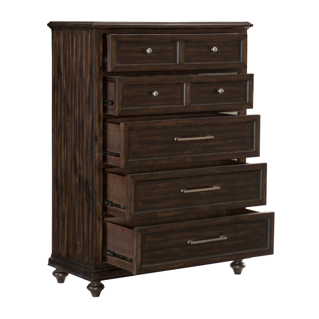 Solid Transitional Style Bedroom 1Pc Chest Of Drawers Driftwood Charcoal Finish Wooden Furniture Traditional Framing Brown Mix Bedroom Transitional Wood