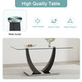 Table And Chair Set.Large Rectangular Glass Dining Table, 0.39 