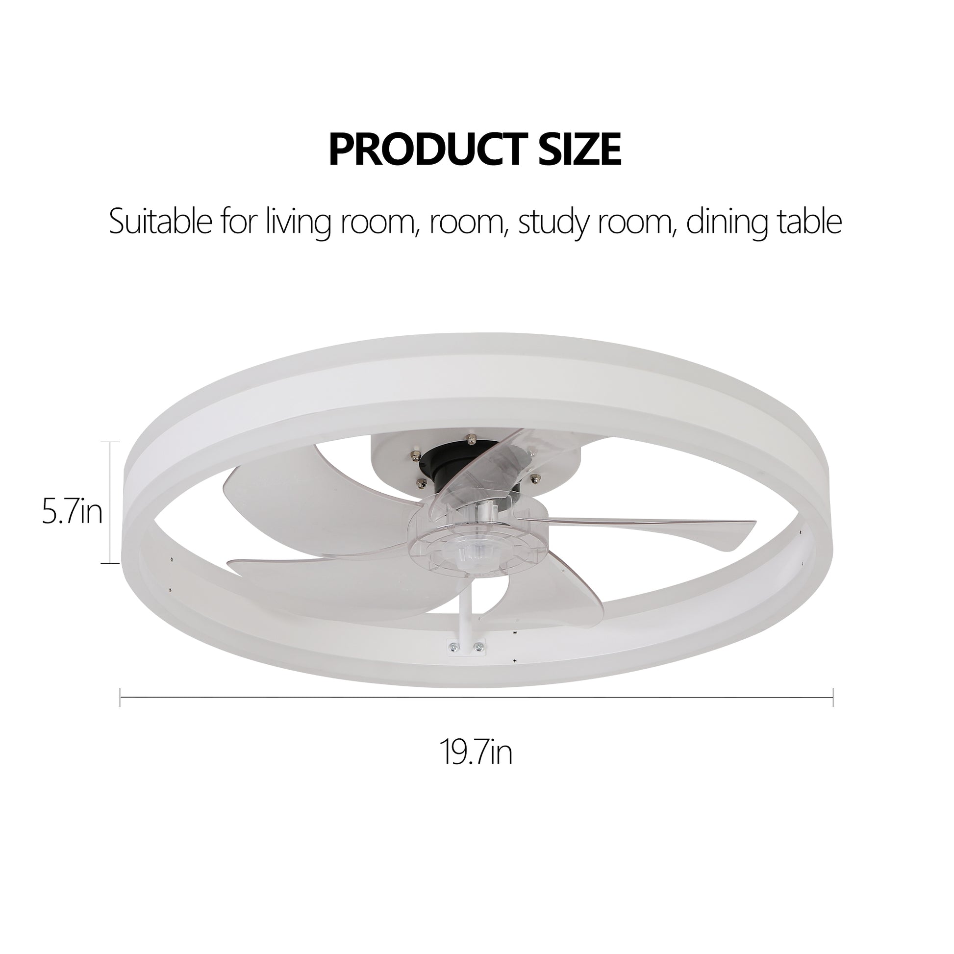 Ceiling Fan With Lights Dimmable Led White Acrylic Iron