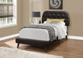 Bed, Twin Size, Teen, Upholstered, Brown Leather Look, Wood Legs, Transitional Brown Foam Faux Leather