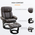 Homcom Pu Leather Massage Recliner Chair With Ottoman 10 Point Vibration Swiveling Armchair, Brown Brown Wood Metal