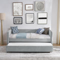 Daybed With Trundle Upholstered Tufted Sofa Bed, Twin Size, Boucle Fabric, Grey 83