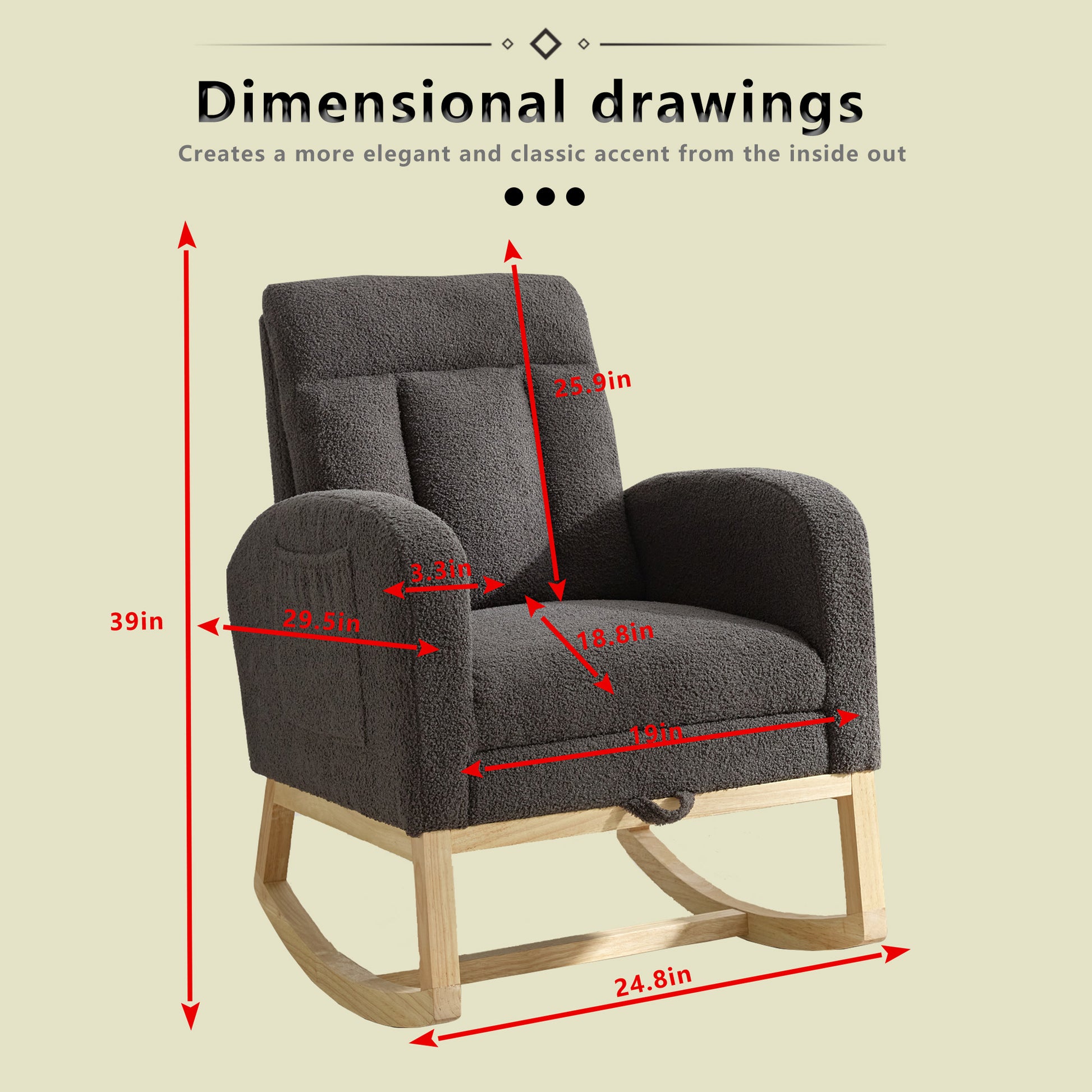 Accent Rocking Chair Small Modern Accent Rocking Chair Rocking Chair With Solid Wood Legs, Adjust