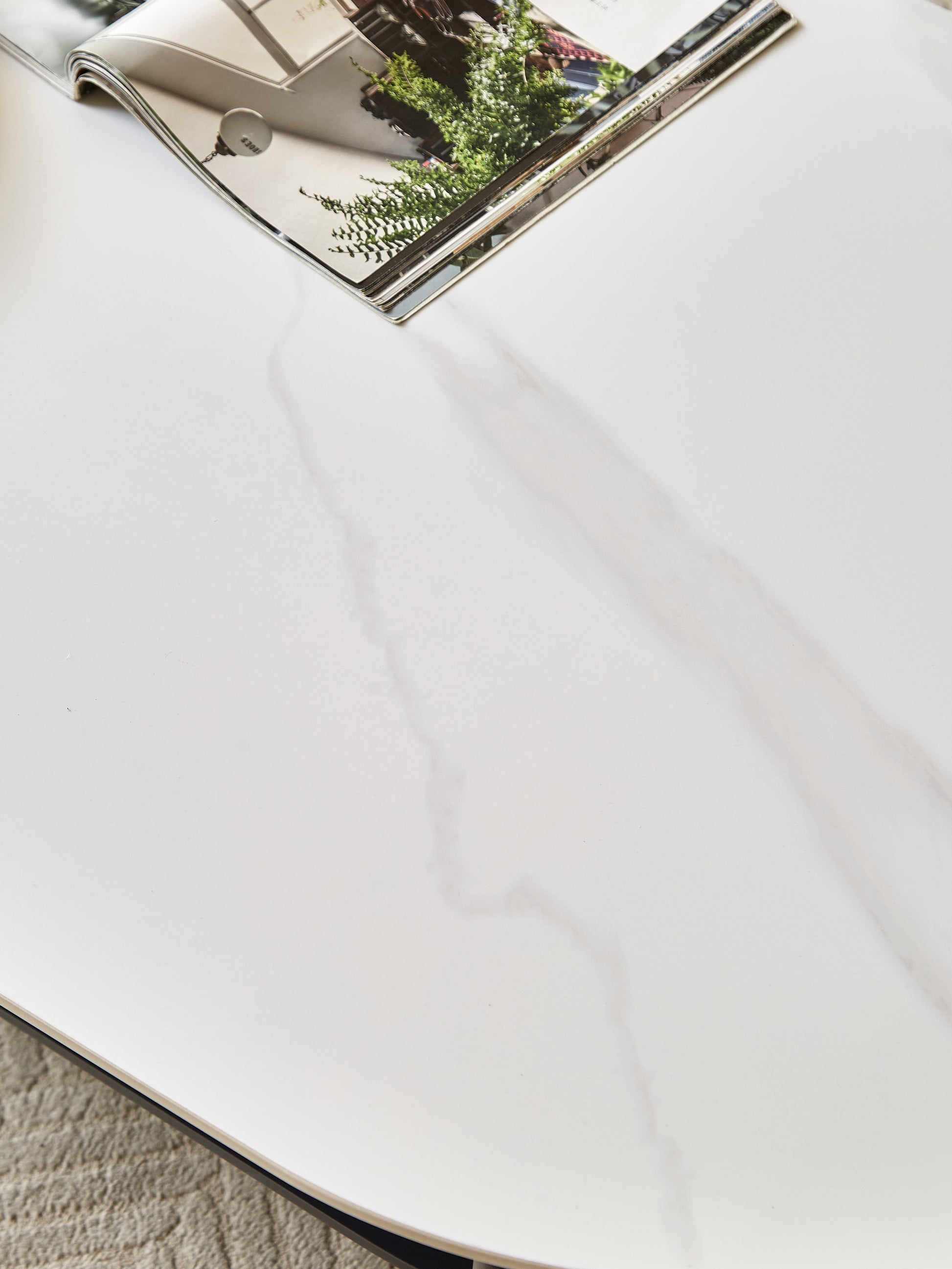 Coffee Table Ceramic Coffee Table, Mdf Painting Double Layer Coffee Table For Living Room, White Ceramic And Coffee Brown Bottom Shelf Black White Ceramic Mdf